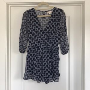 Navy and white printed romper